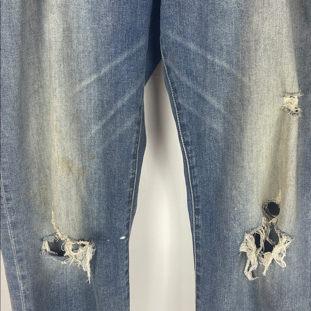 Express Hyper Stretch Distressed Slim Straight Jeans Mens 36x34 Blue - Picture 11 of 13